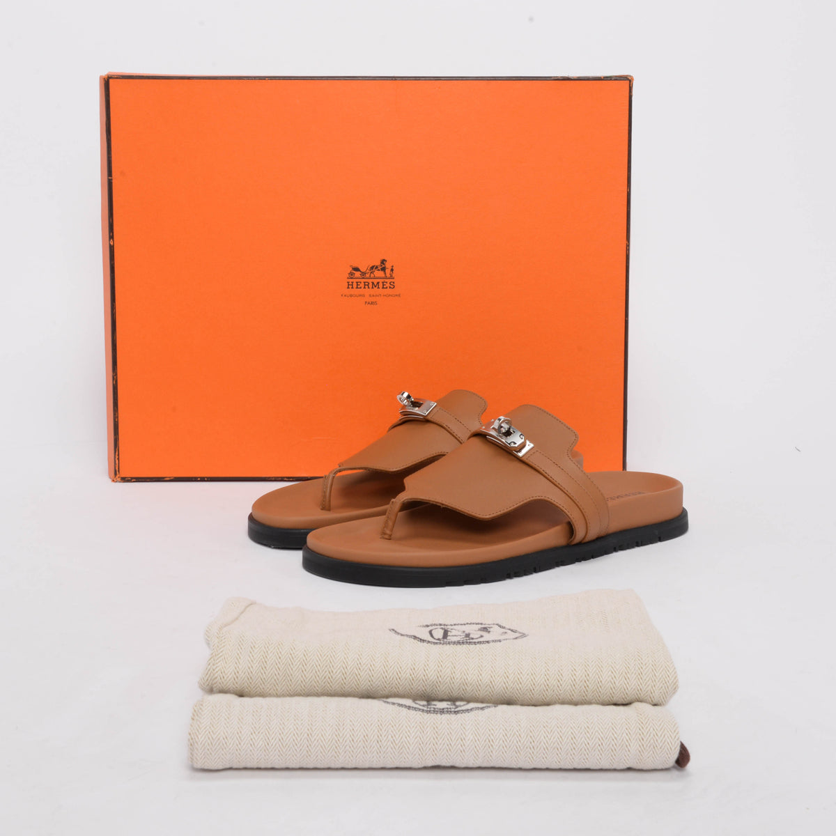 Hermes Naturel Calfskin Empire Sandals 40