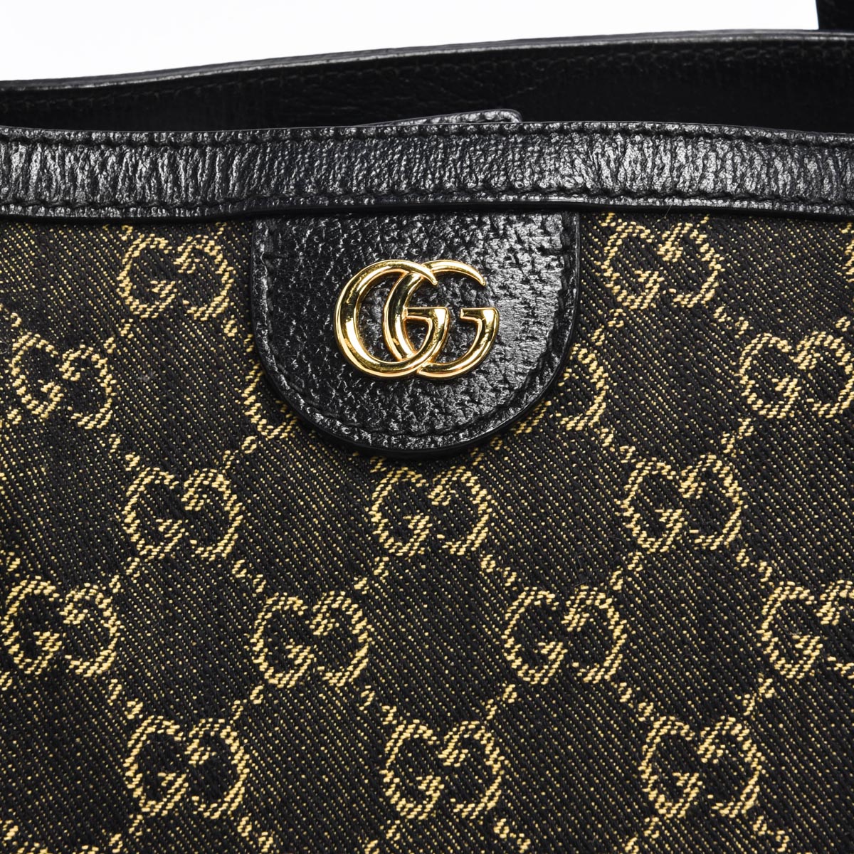 Gucci Black GG Denim Ophidia Tote