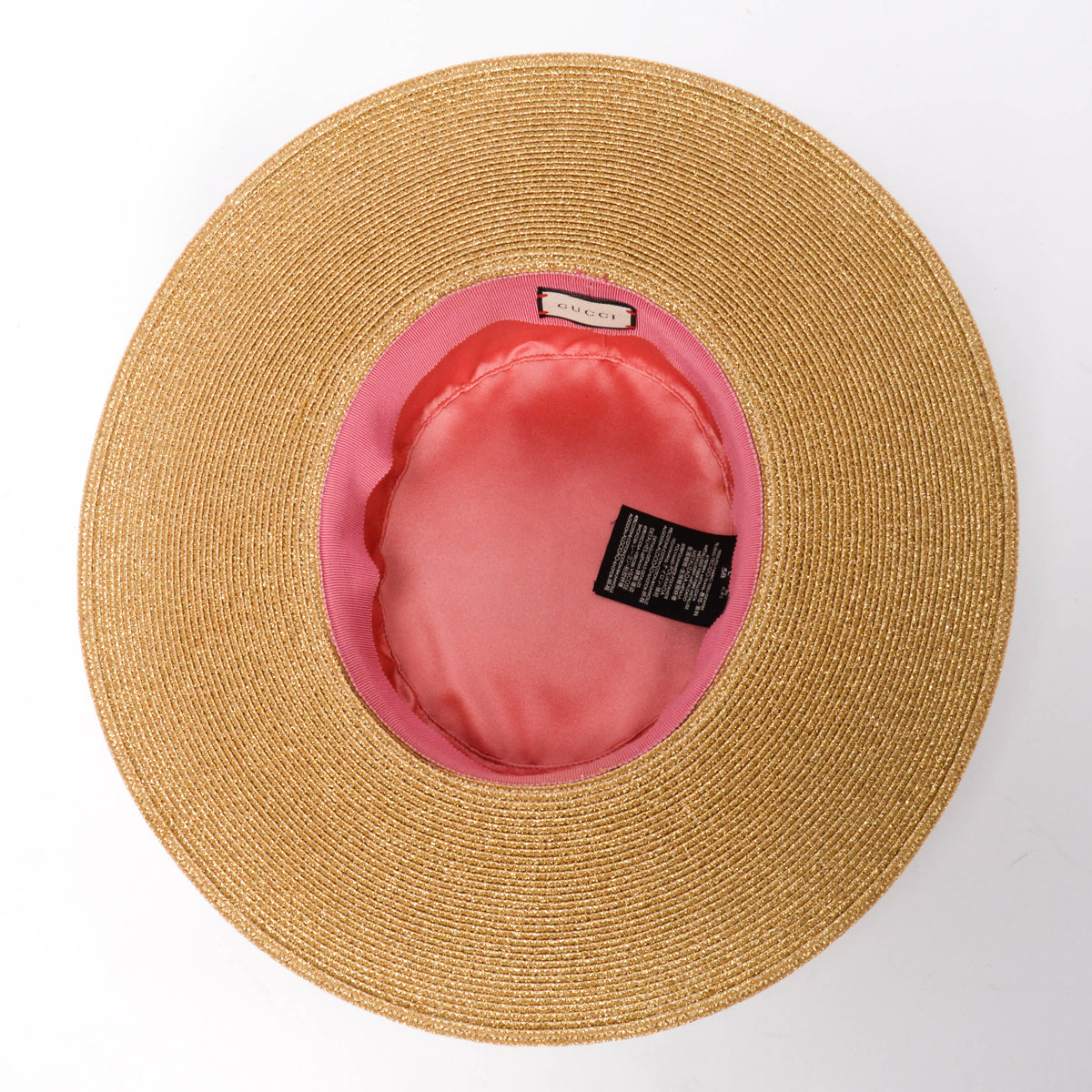 Gucci Gold Straw Bee Embellished Boater Hat