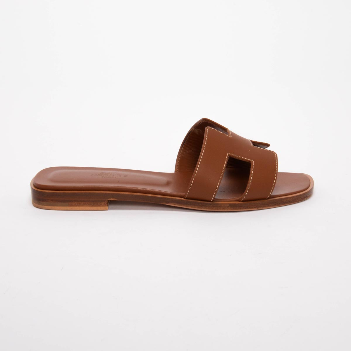 Hermes Gold Box Calf Oran Sandals 36