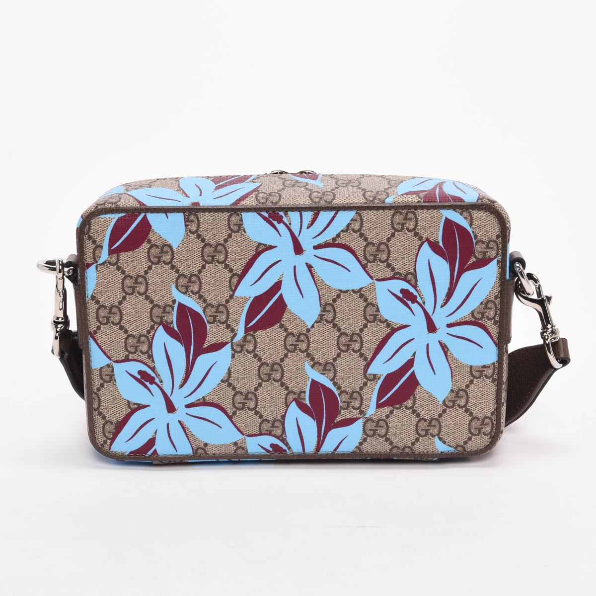 Gucci Blue Floral GG Supreme Small Shoulder Bag