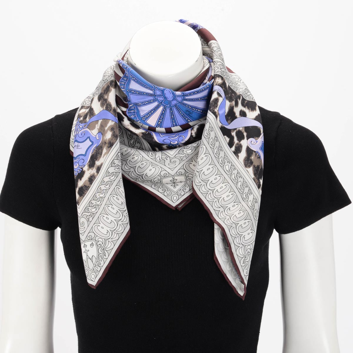 Pucci Grey & Purple Silk Cupola Printed Scarf