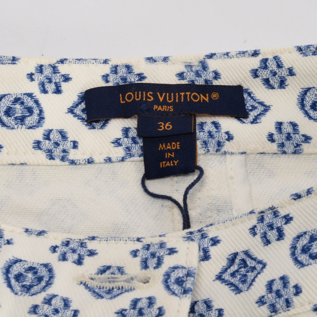 Louis Vuitton White Denim Blurred Monogram Mini Skirt FR 36