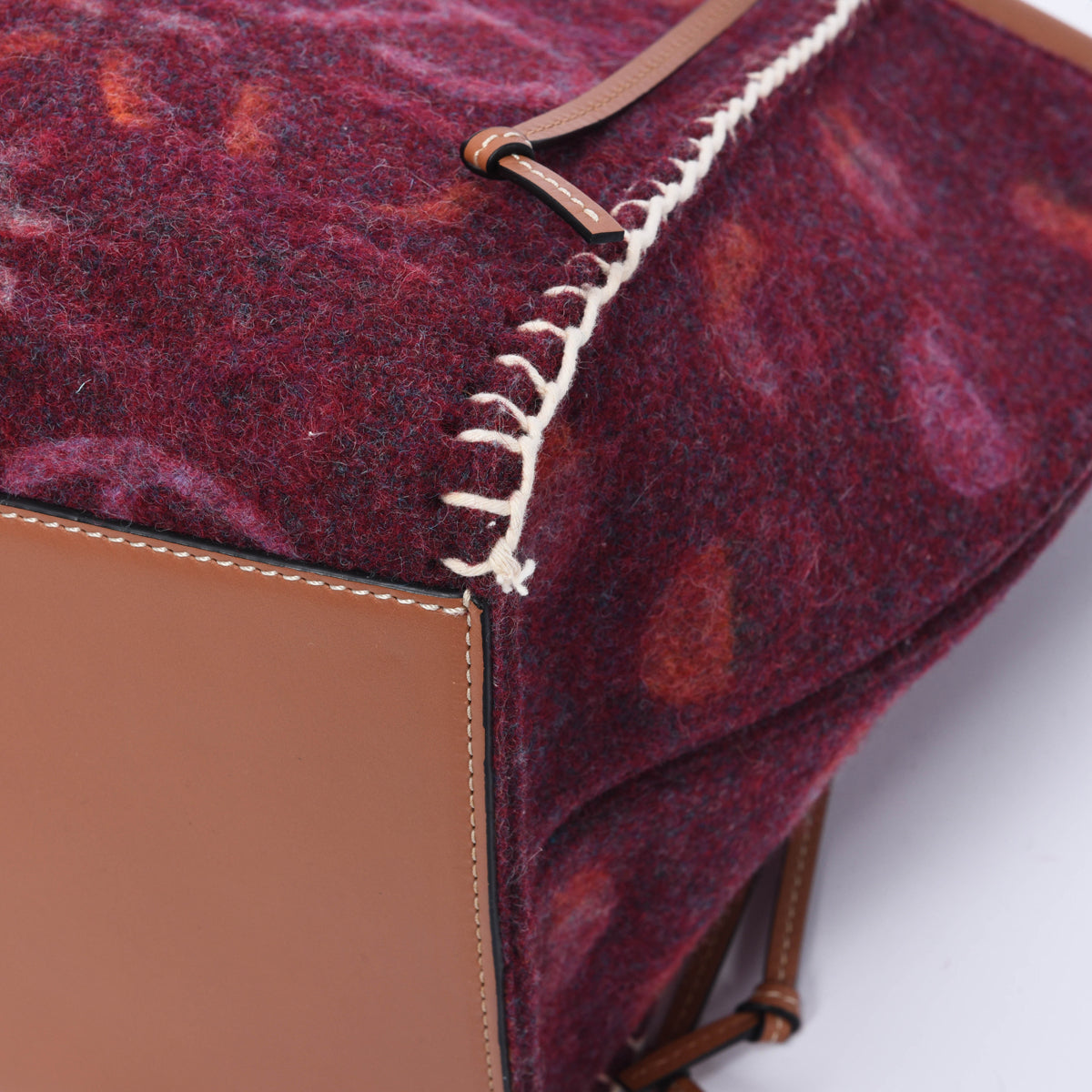 Loewe Burgundy Wool Anagram Cushion Tote