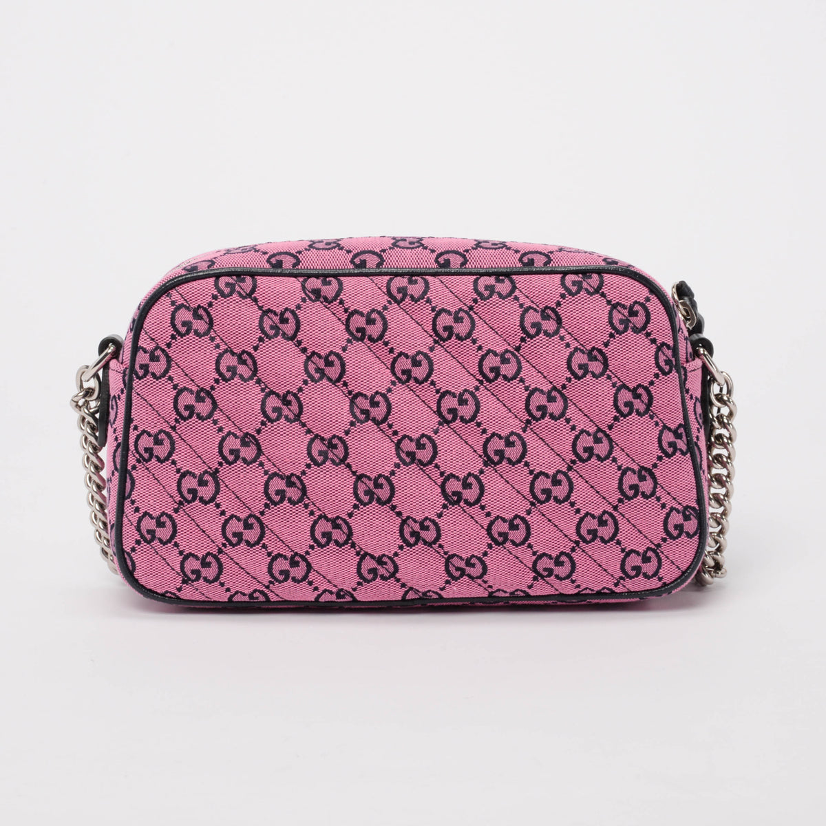 Gucci Pink & Navy GG Canvas Small Marmont Bag