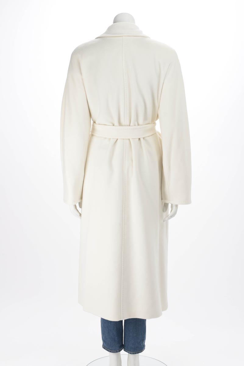 Max Mara White Wool Blend 101801 Icon D.B. Coat IT 42