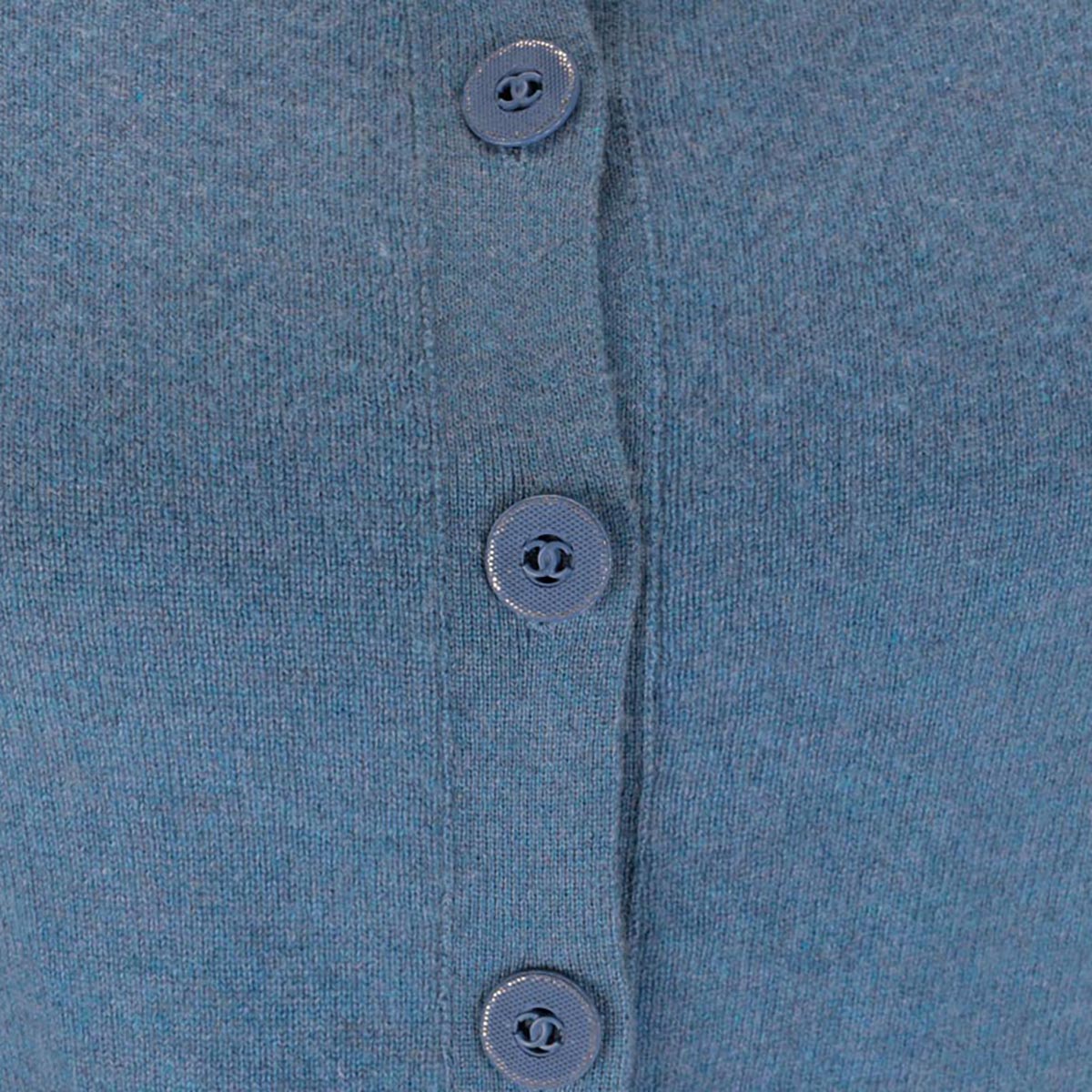 Chanel Blue Cashmere Cropped Cardigan FR 36