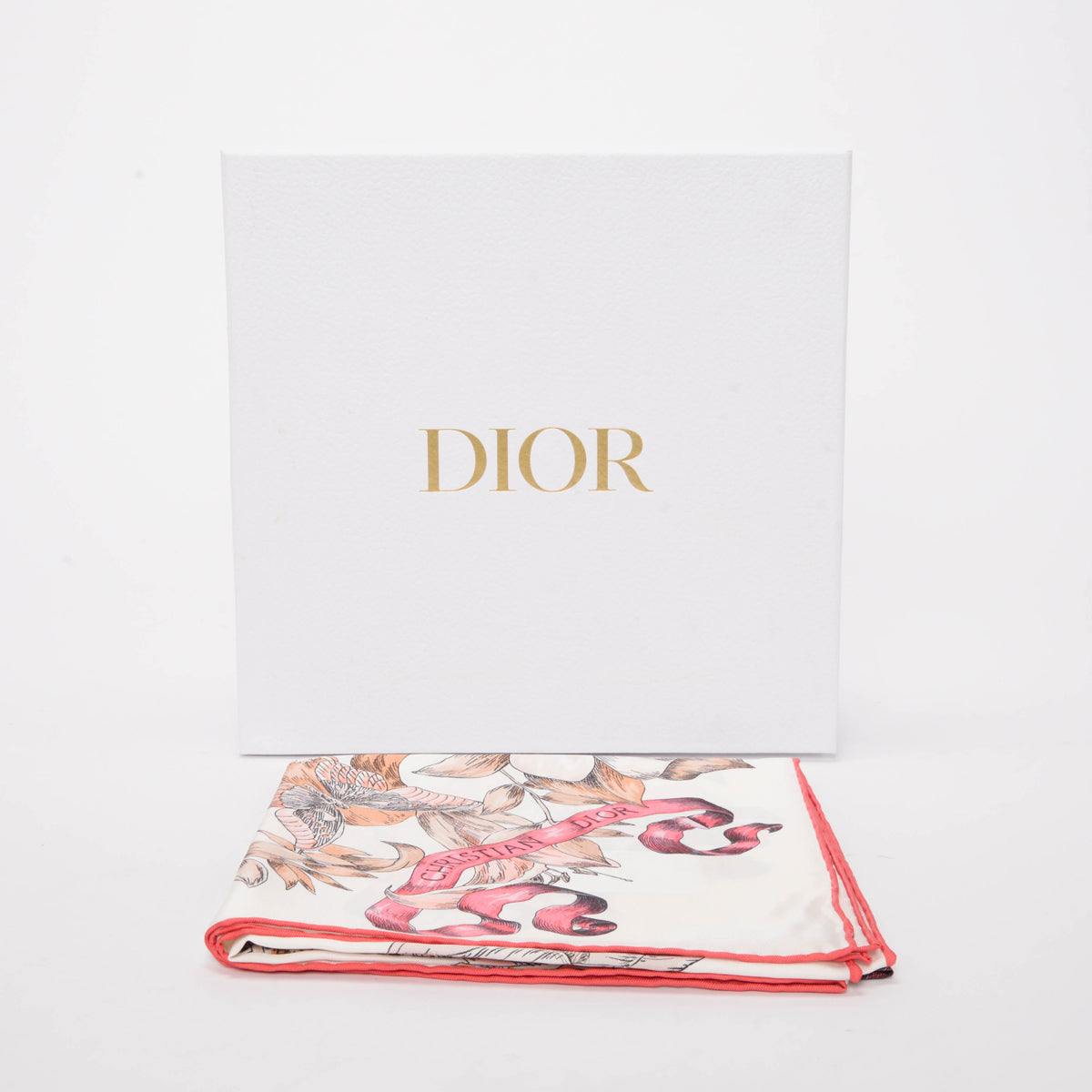 Dior Rose Silk Le Jugement Butterfly Scarf 90