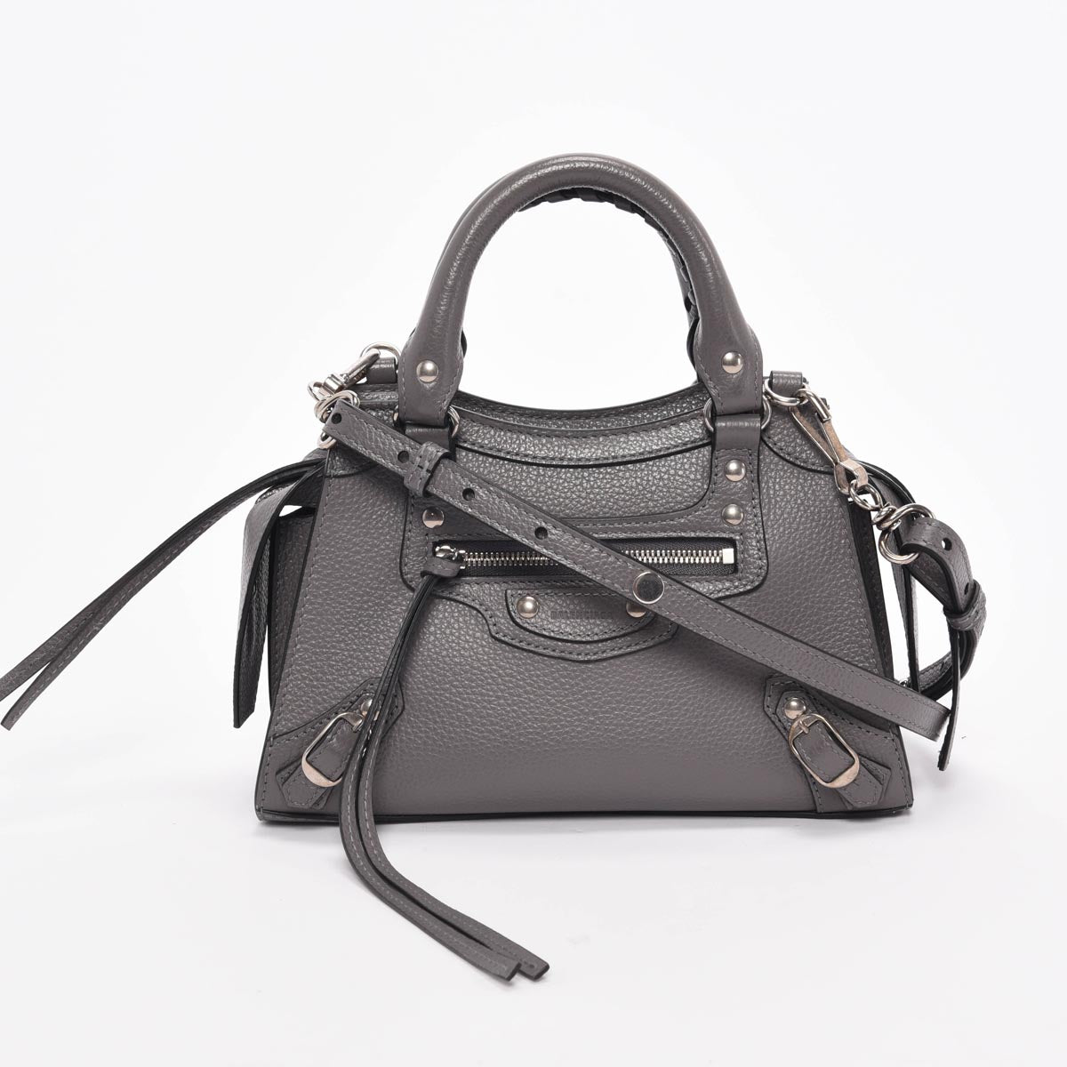 Balenciaga Dark Grey Grained Calfskin Neo Classic Mini City Bag