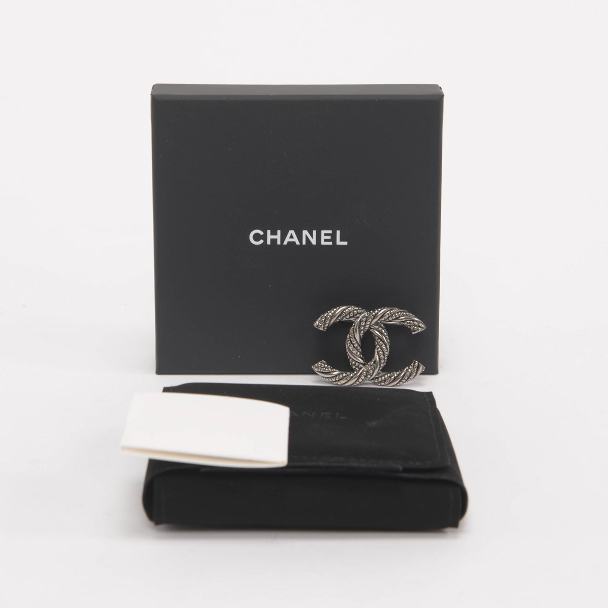 Chanel Ruthenium Twisted CC Brooch