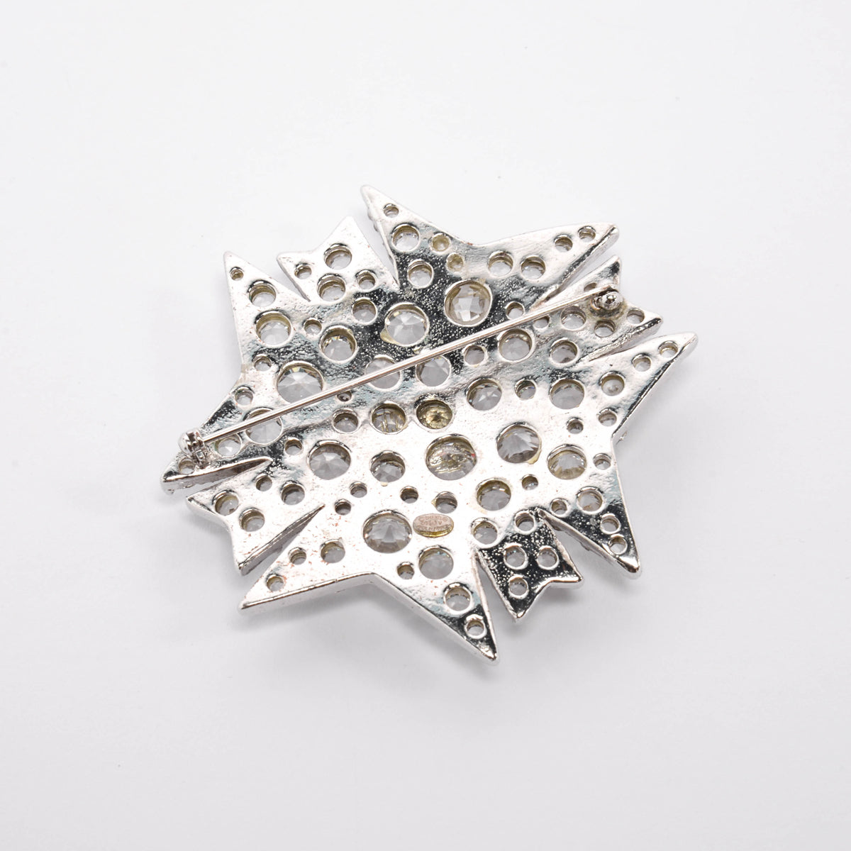 Chanel Silver Crystal Maltese Cross Brooch