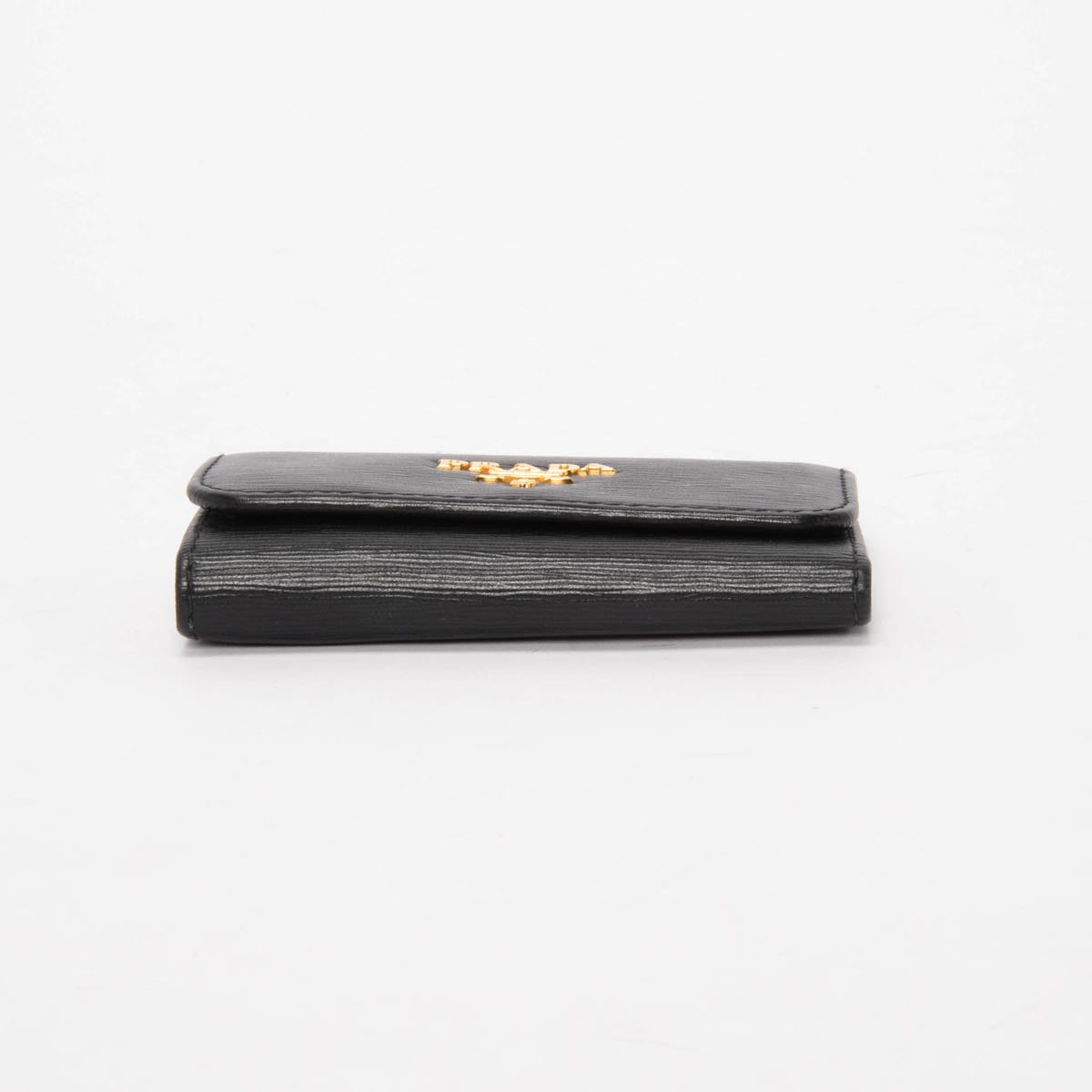 Prada Black Grained Leather 6 Key Holder Key Case
