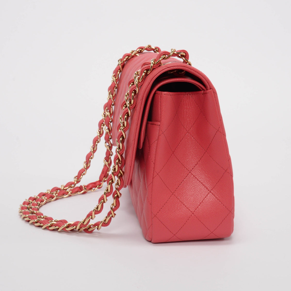 Chanel Pink Quilted Caviar Large Classic Flap Shoulder Bag