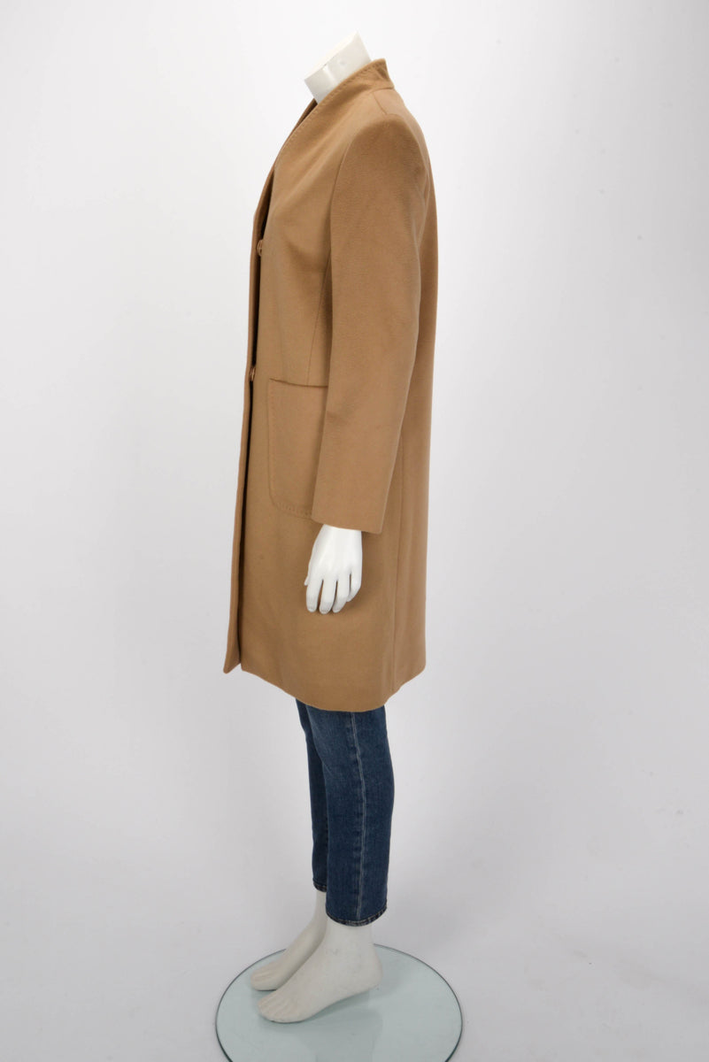 Max Mara Caramel Wool Melton Patch Pocket Coat IT 38