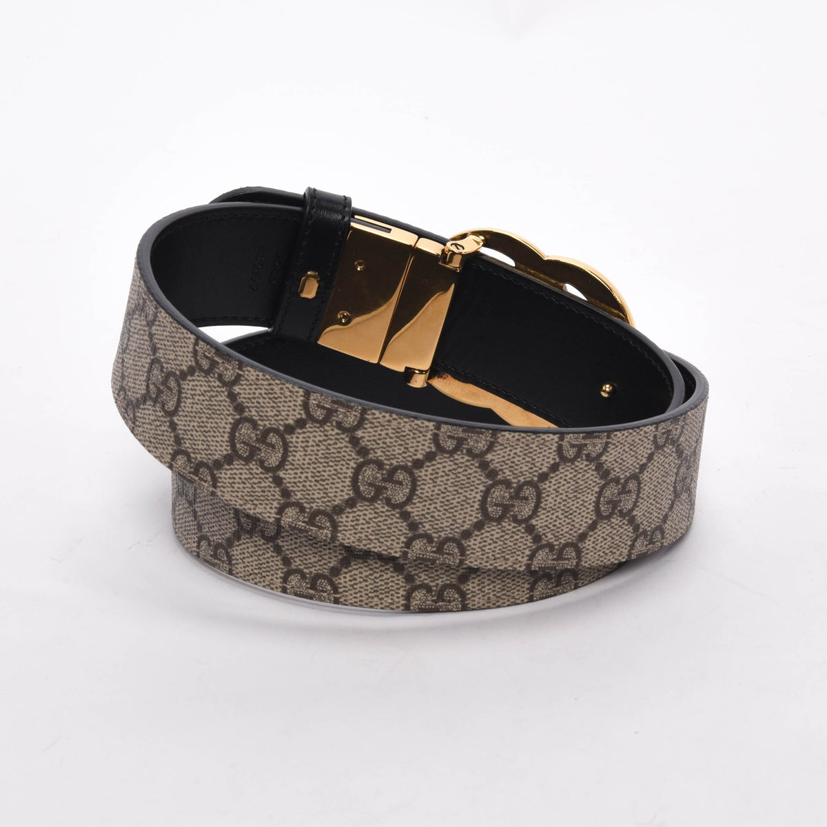 Gucci Black Leather & GG Supreme GG Marmont Reversible Belt
