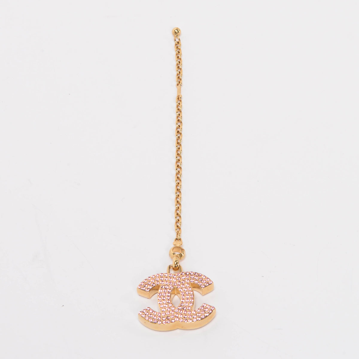 Chanel Vintage Pink Crystal CC Bag Charm