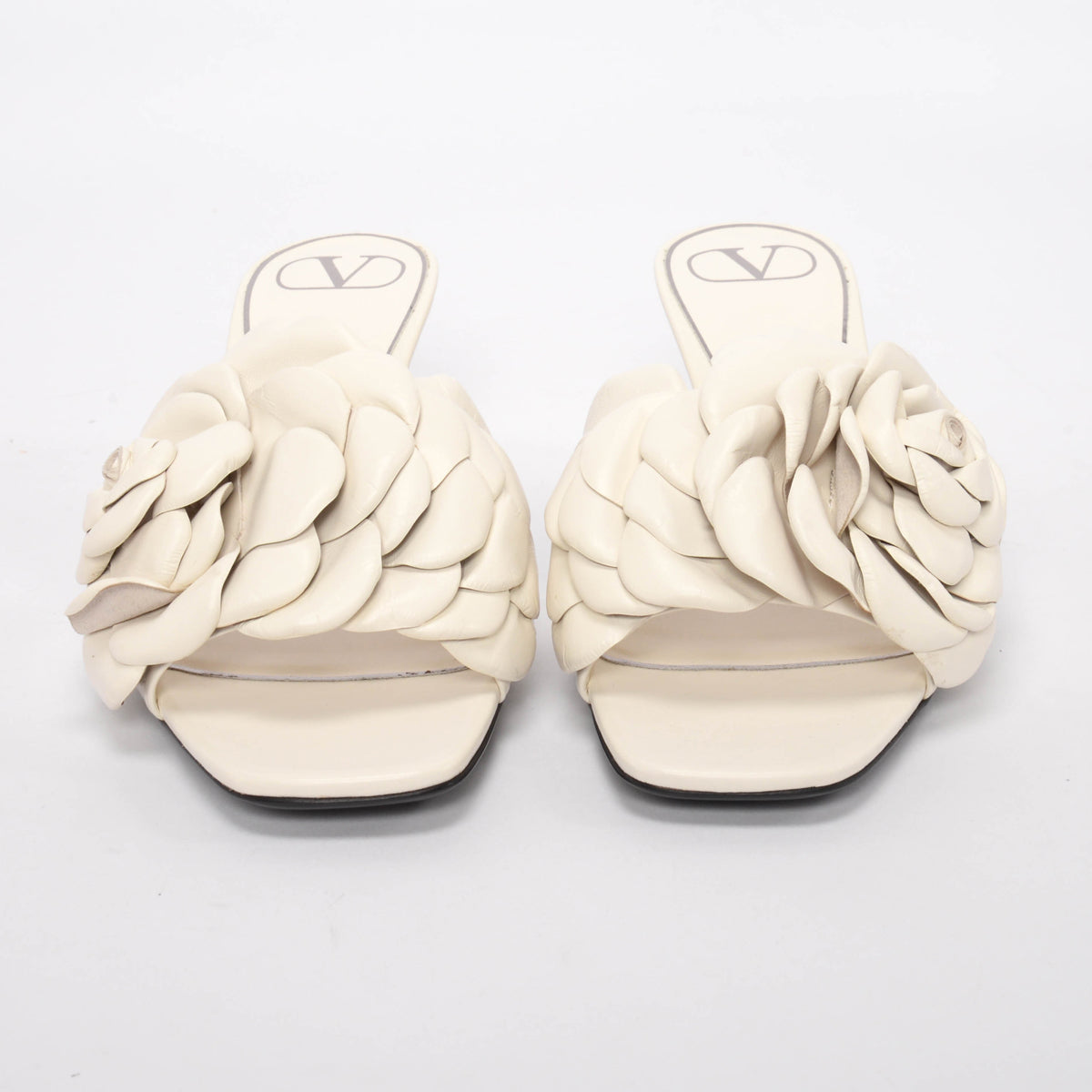 Valentino White Nappa Atelier Rose Sandals 37