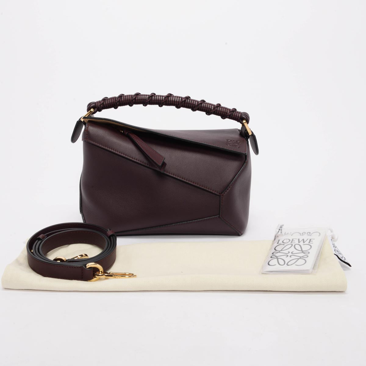 Loewe Prune Calfskin Small Puzzle Edge Bag