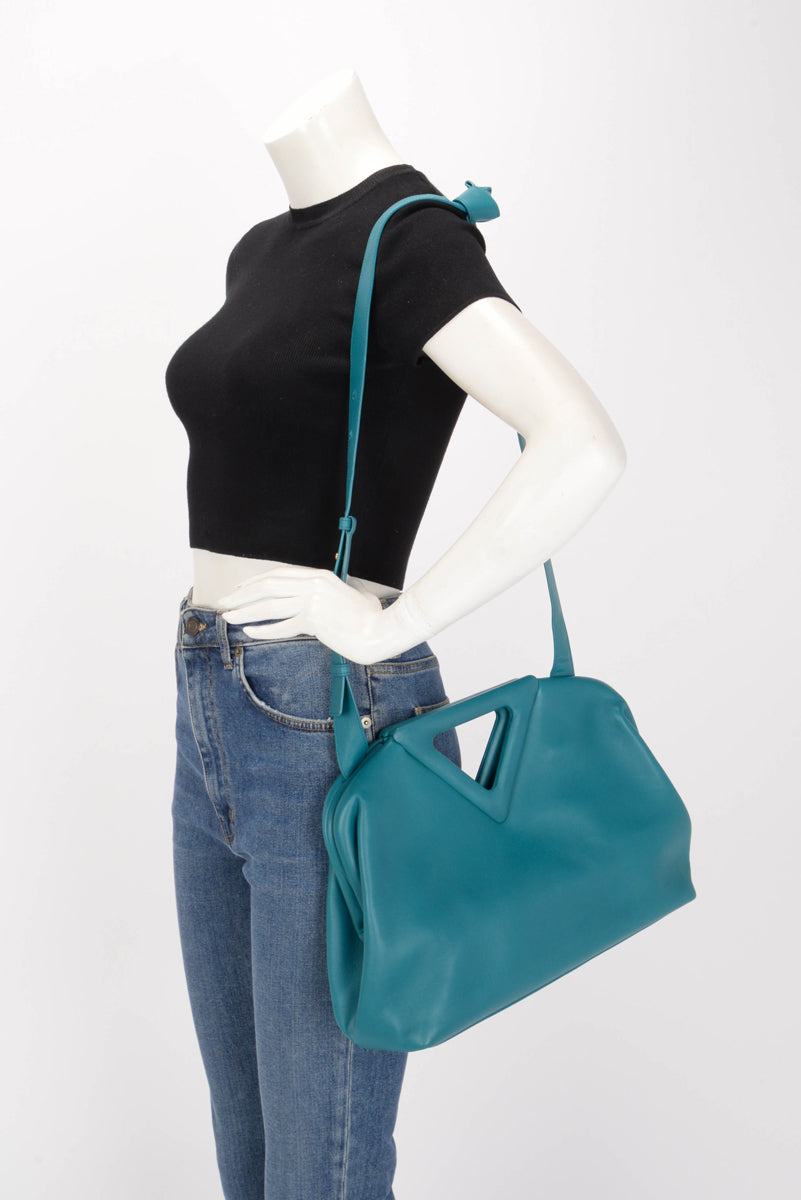 Bottega Veneta Turquoise Calfskin Medium The Point Triangle Bag
