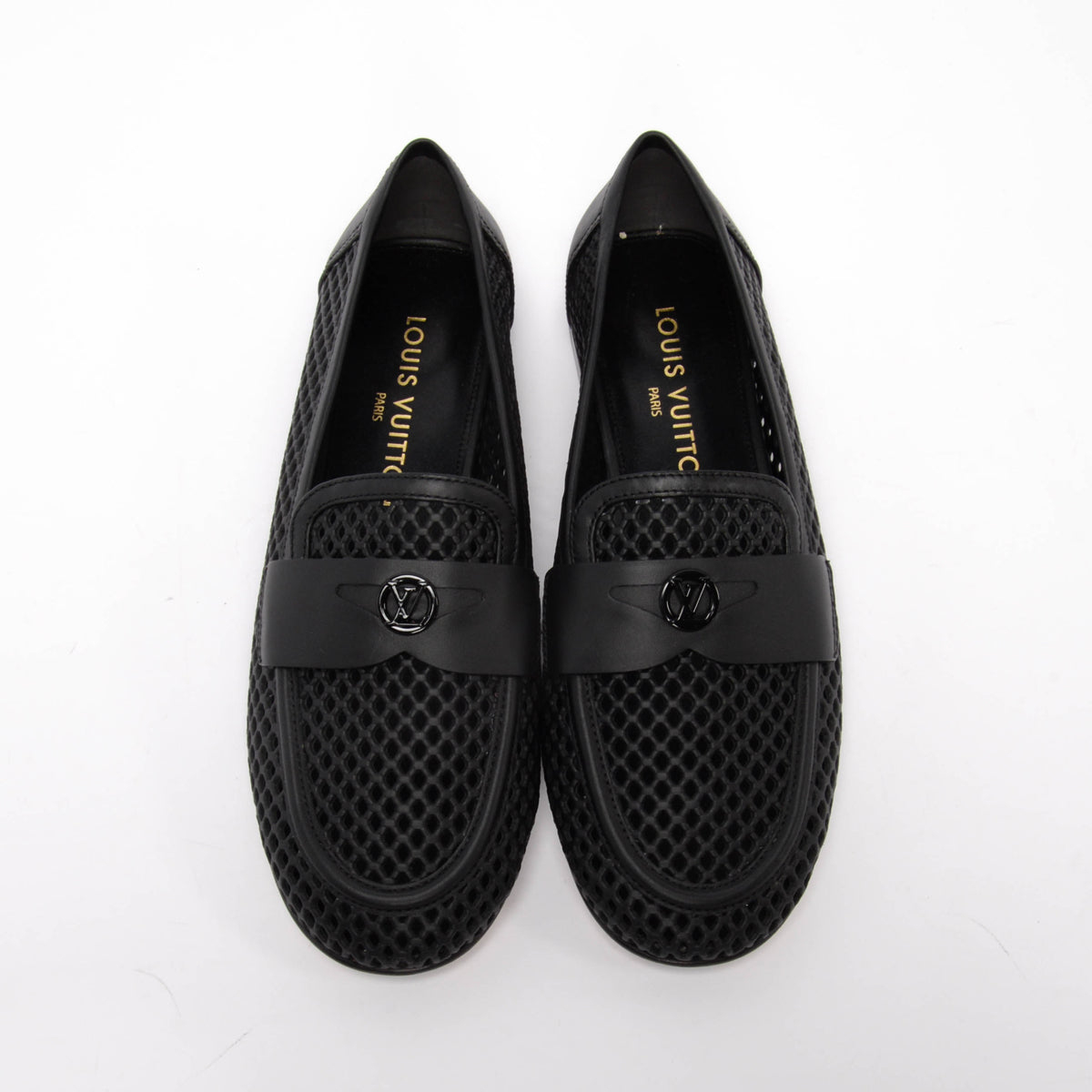Louis Vuitton Black Perforated Calfskin Soho Flat Loafers 39