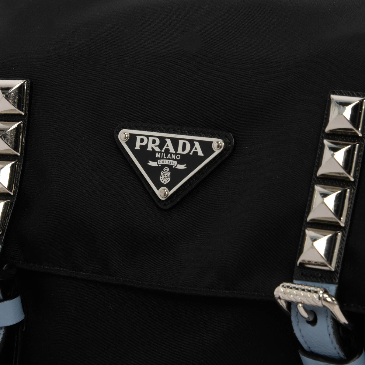 Prada Black Nylon New Vela Studded Messenger Bag