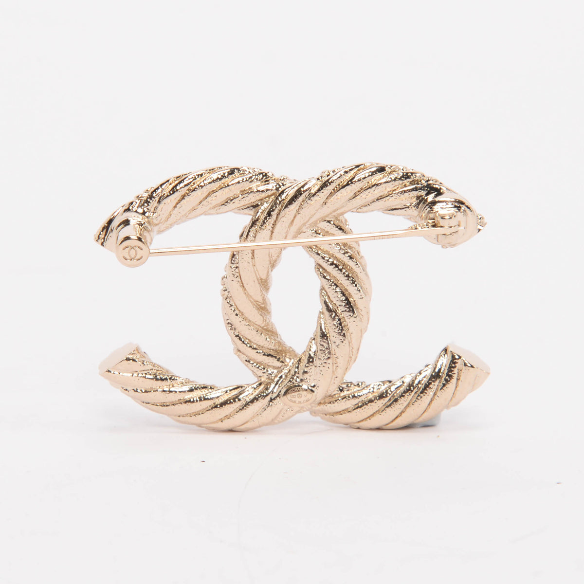 Chanel Light Gold Twisted CC Brooch