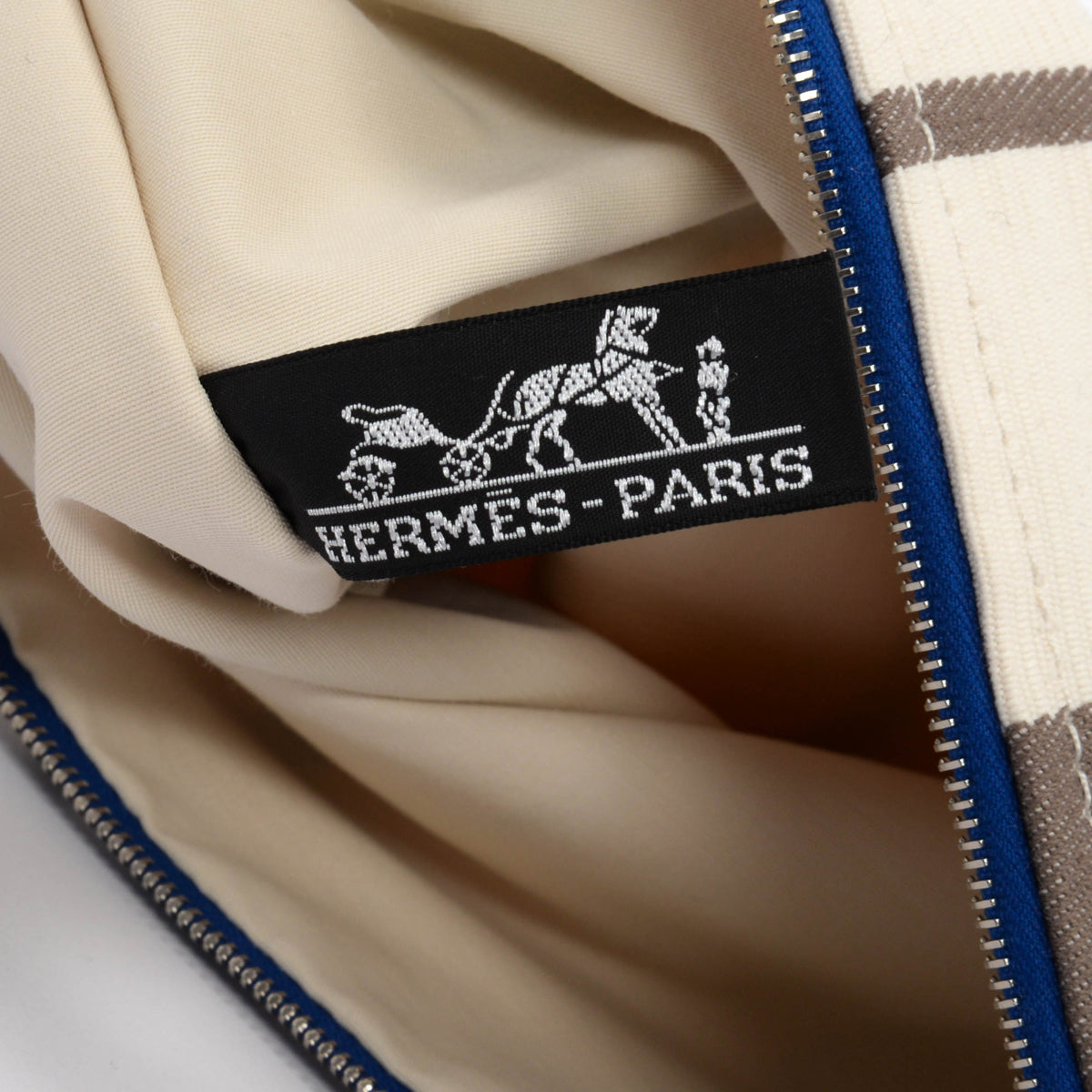 Hermes Blue Rocabar Canvas Zoulou Picnic Tote