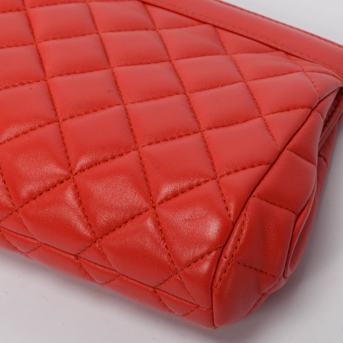 Chanel Red Quilted Lambskin Frame Clutch