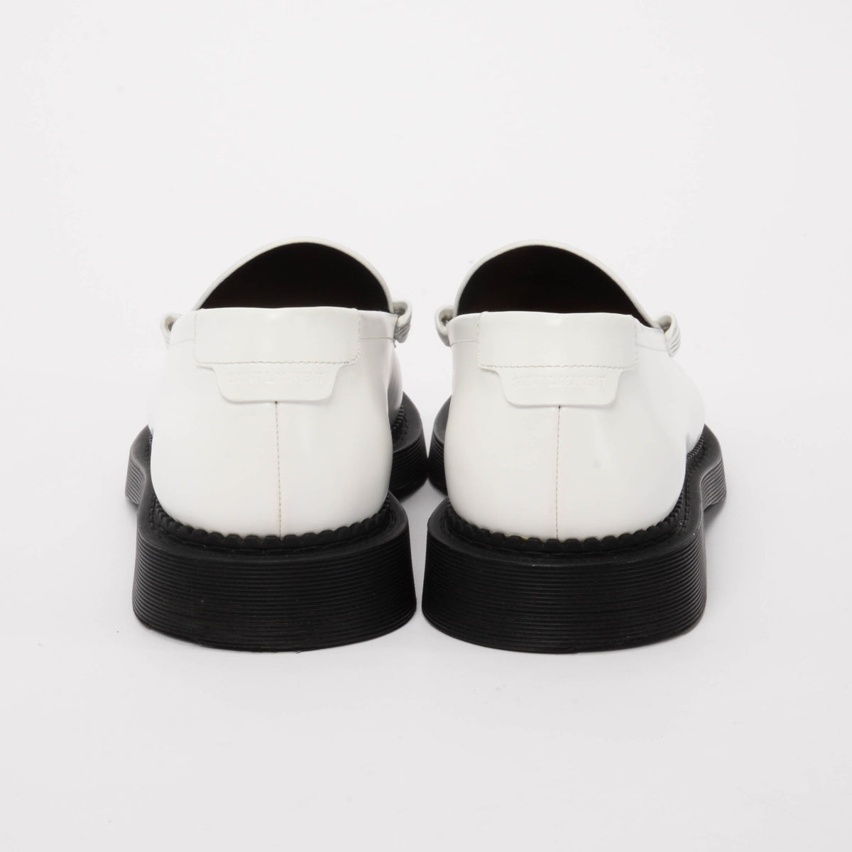 Saint Laurent White Calfskin Teddy Penny Loafers FR 44