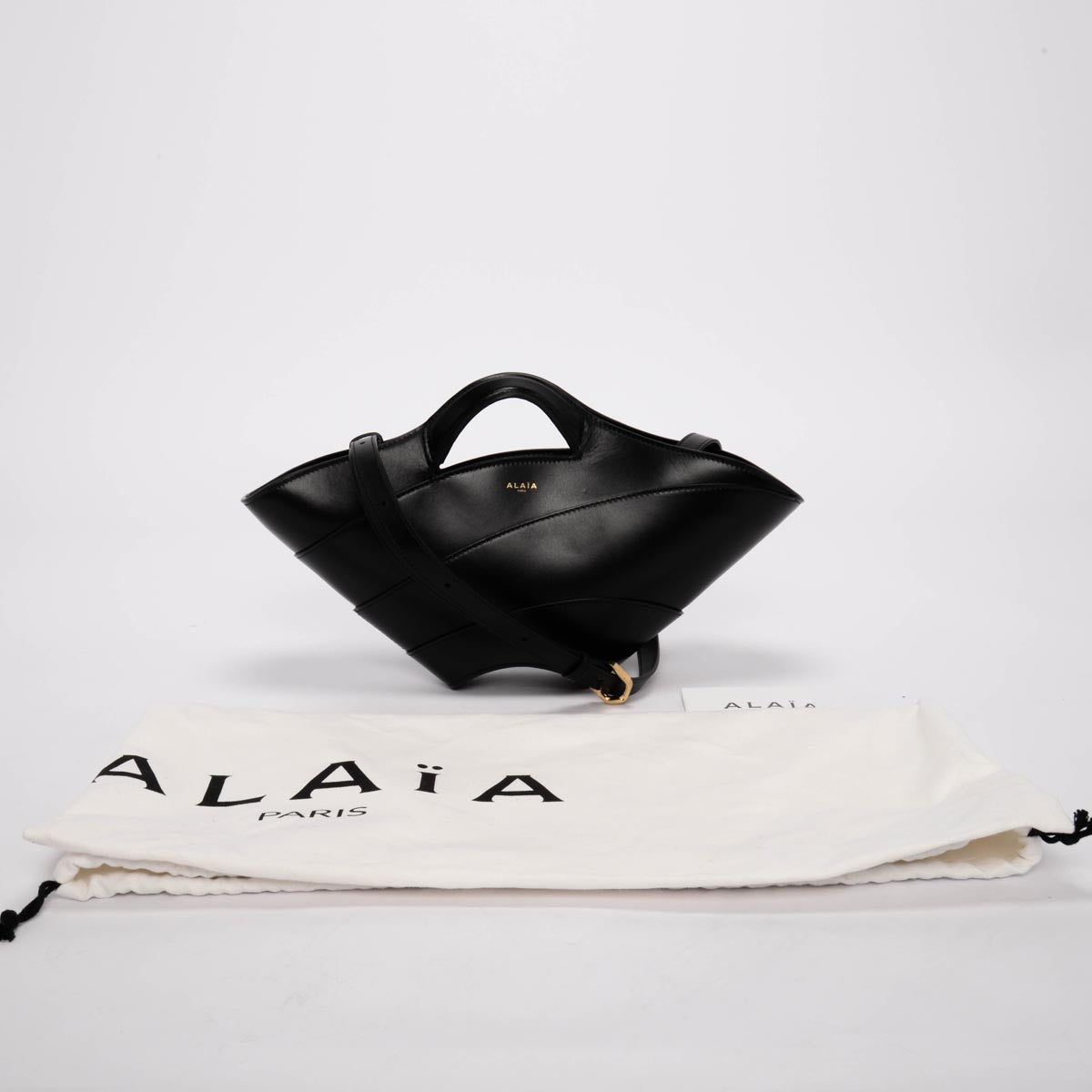 Alaia Black Smooth Calfskin Khaima Small Tote Bag