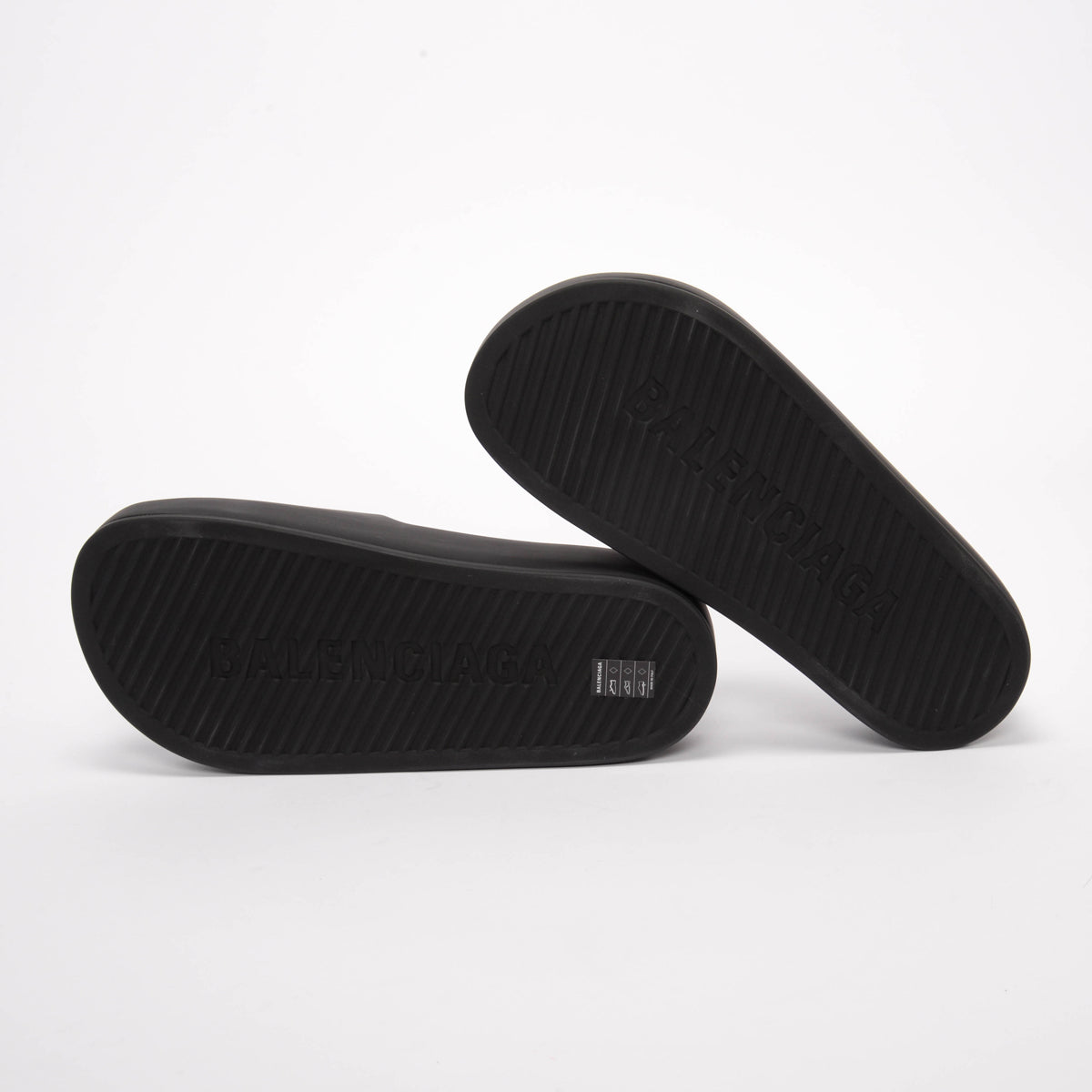 Balenciaga Black Rubber Chunky Logo Slides 38