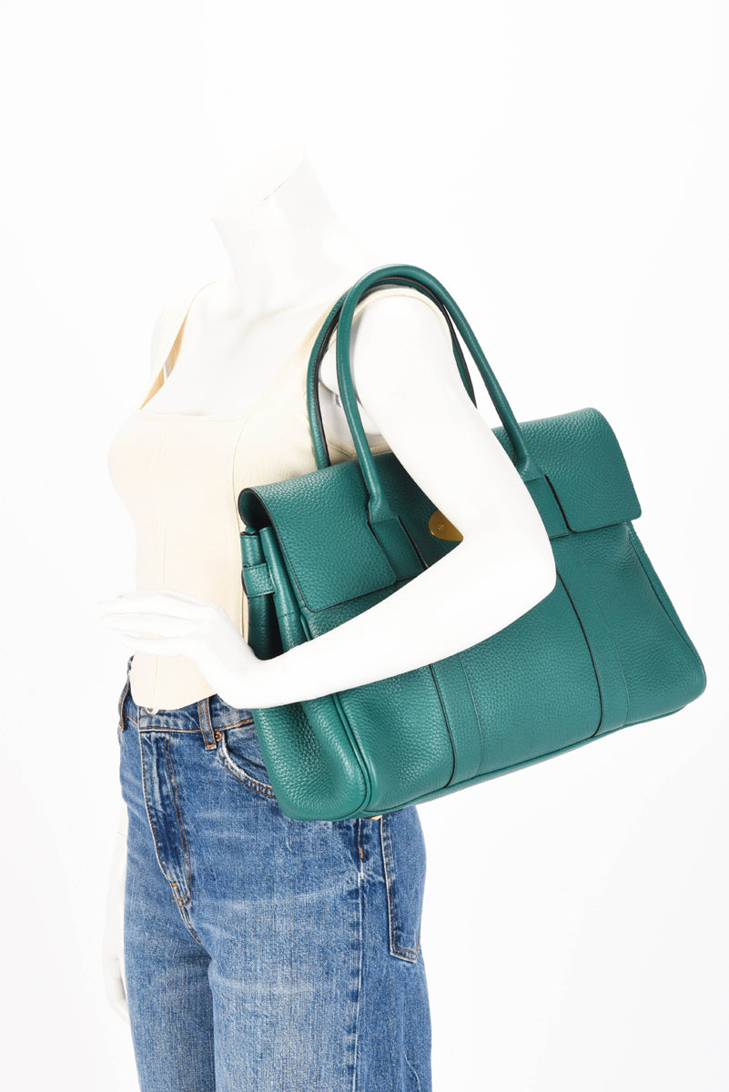 Mulberry Emerald Green Heavy Grain Classic Bayswater Tote