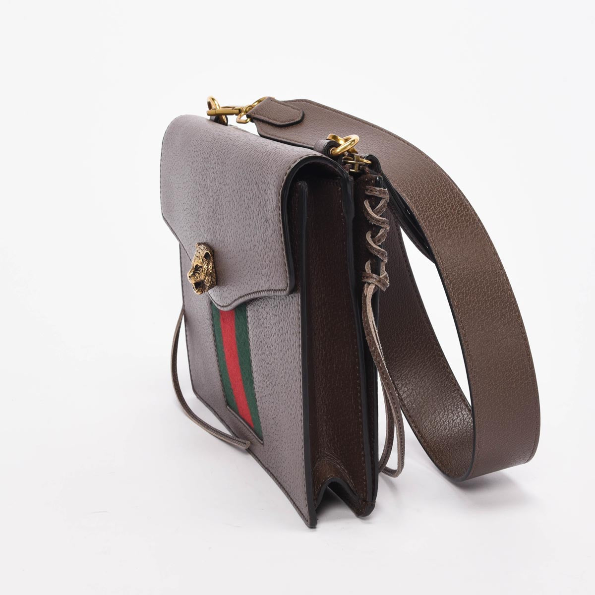 Gucci Brown Grained Calfskin Animalier Chain Bag
