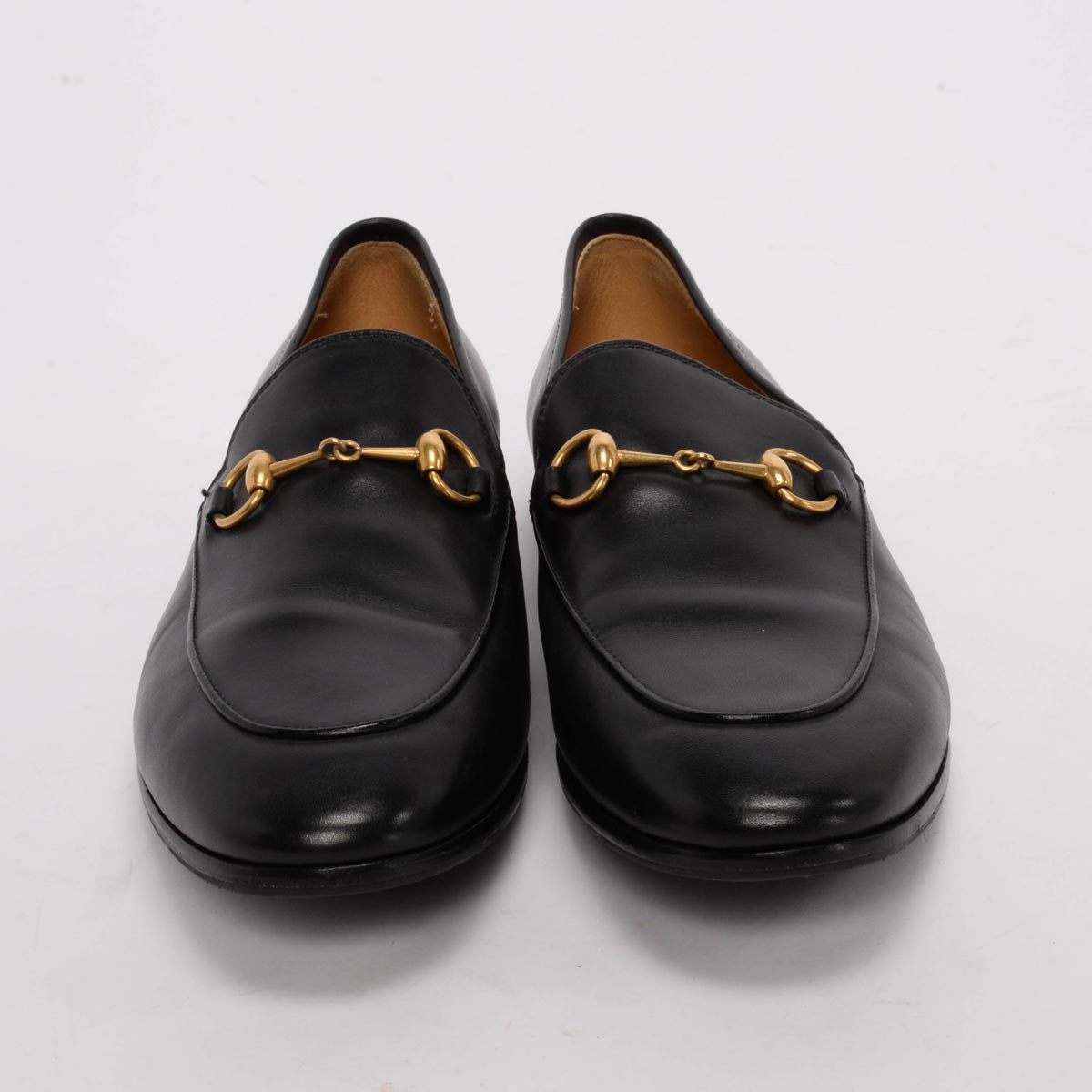 Gucci Black Leather Jordaan Loafers 38.5