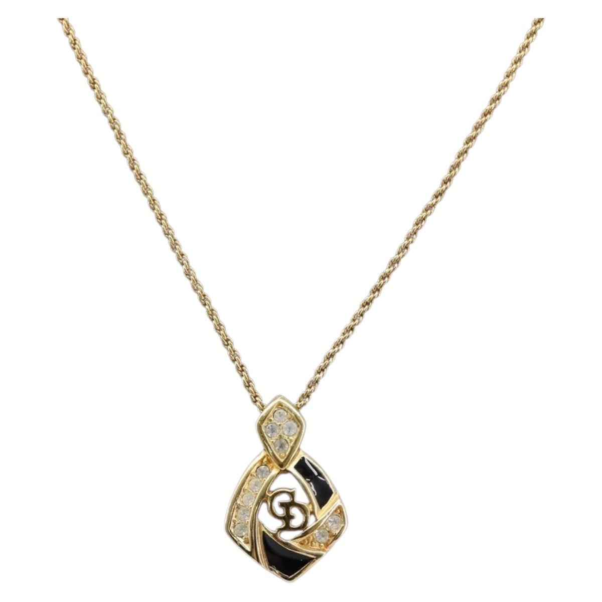 Dior Vintage Gold Tone Crystal Pendant