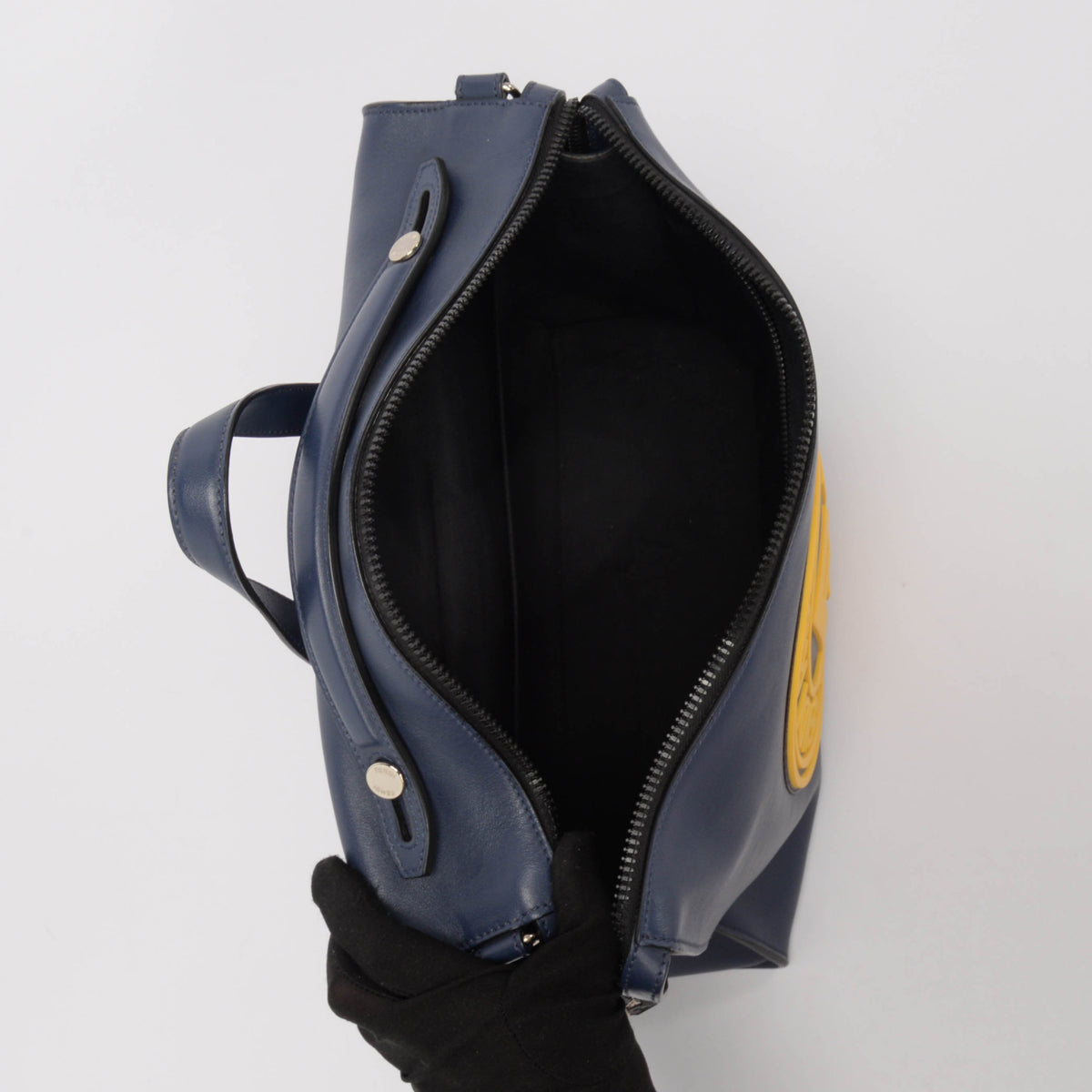 Fendi Navy Vitello Lui Logo Patch Messenger Bag