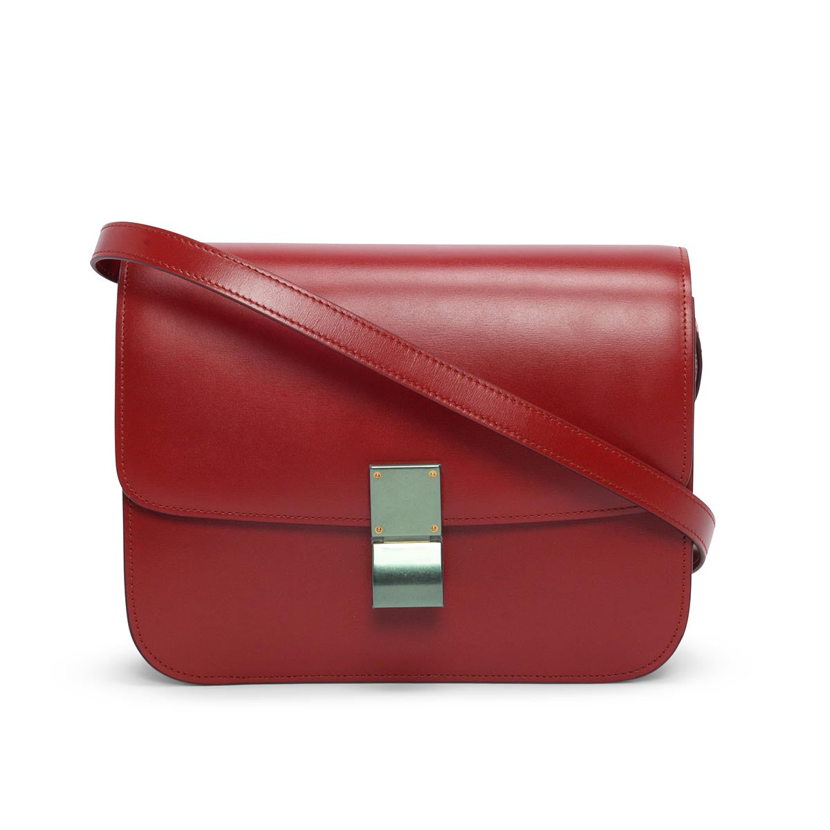 Celine Red Liege Calfskin Medium Classic Box Bag