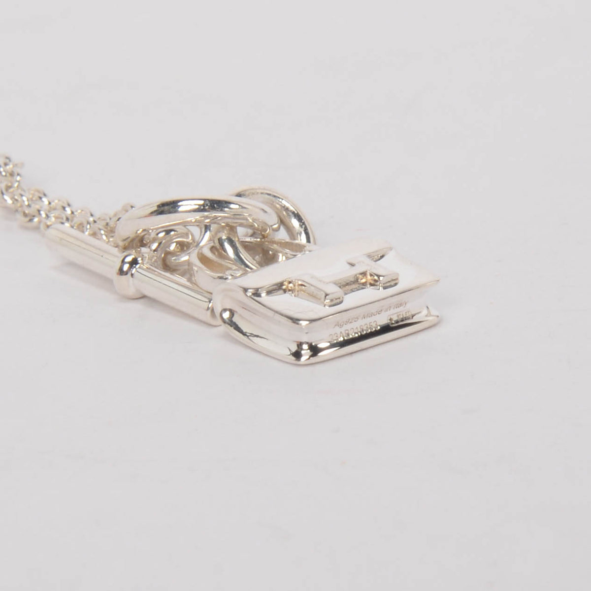 Hermes Sterling Silver Amulettes Constance Pendant Necklace