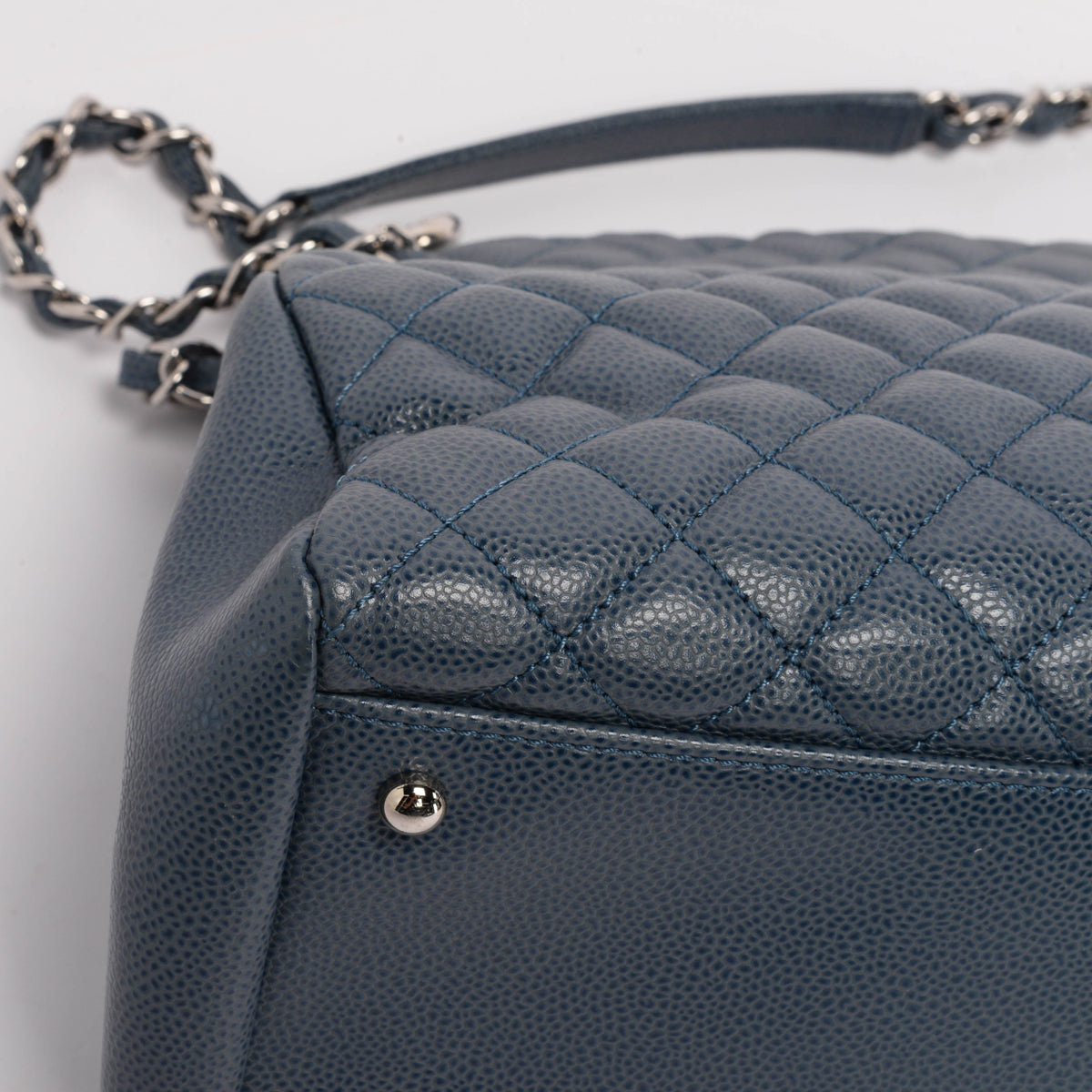 Chanel Blue Quilted Caviar Just Mademoiselle Bowling Bag