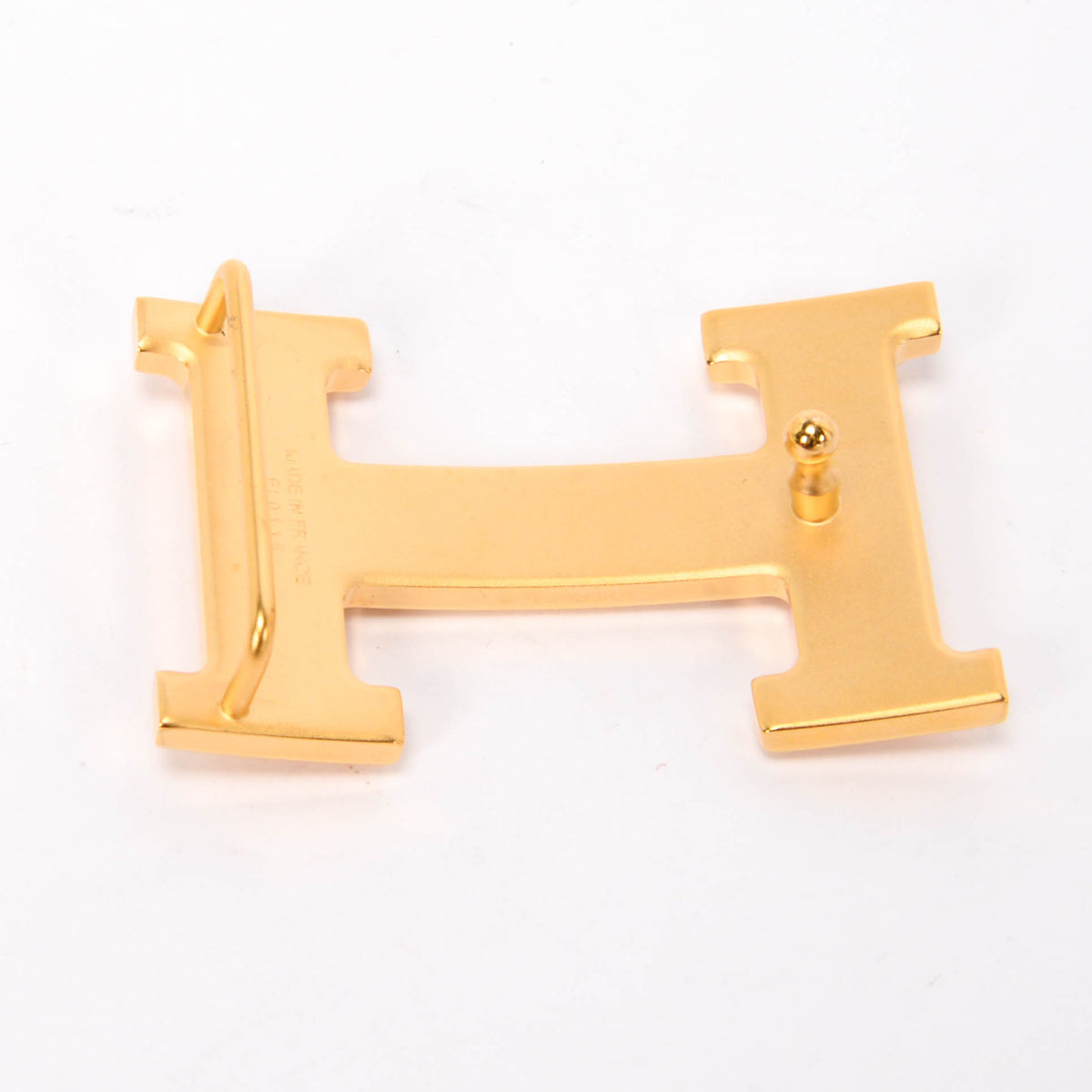 Hermes Black & Orange Box Calf & Togo Reversible H Buckle Belt
