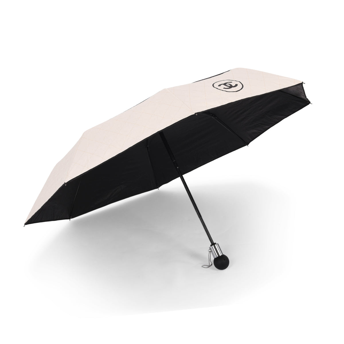 Chanel Beige & Black Nylon CC Logo Umbrella