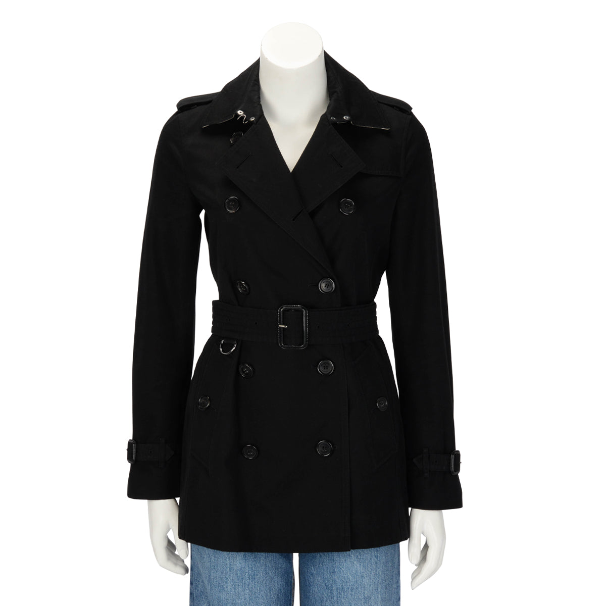 Burberry Black Cotton Kensington Short Trench Coat UK 6