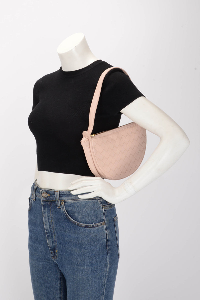 Bottega Veneta Light Pink Intrecciato Lambskin Mini Sunrise Bag