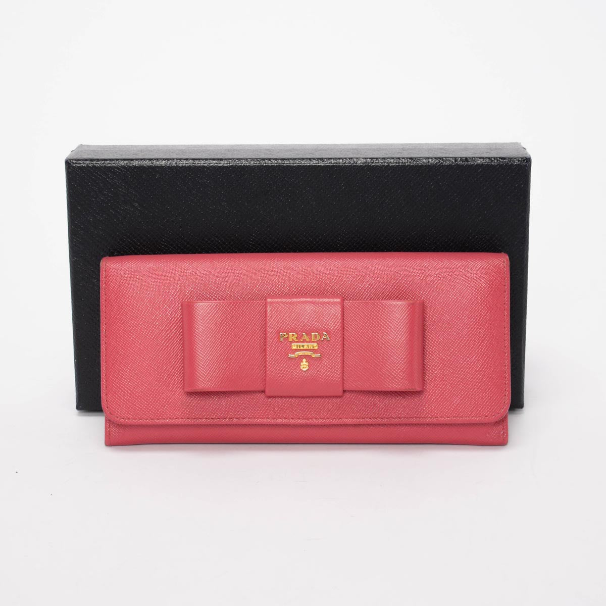 Prada Peony Saffiano Bow Wallet