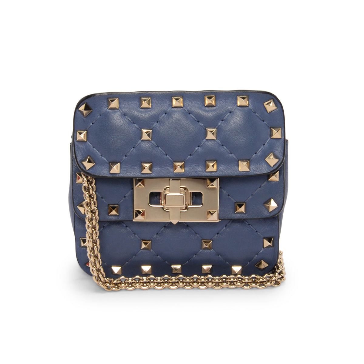 Valentino Blue Nappa Leather Micro Rockstud Spike Bag