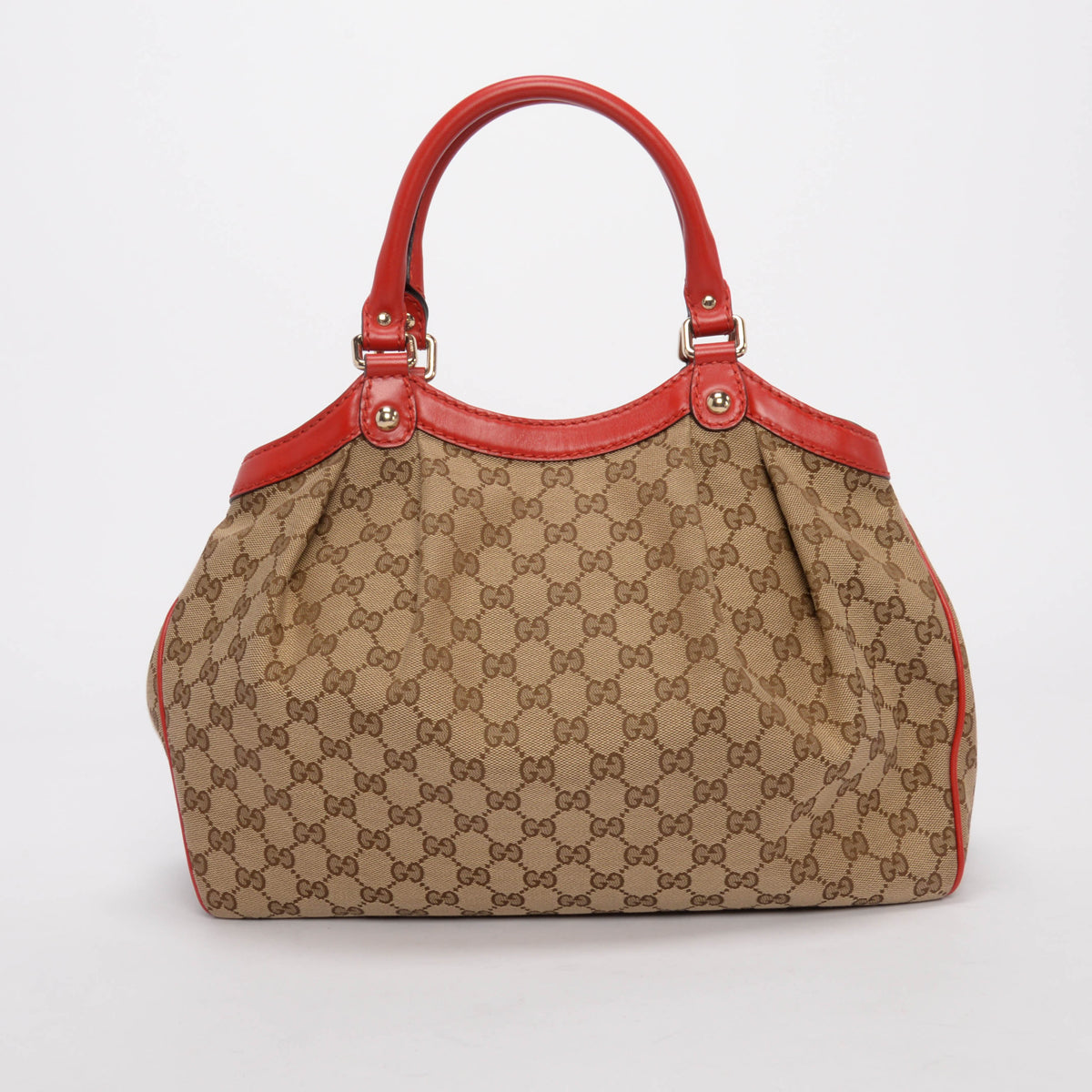 Gucci Beige & Red GG Canvas Sukey Tote