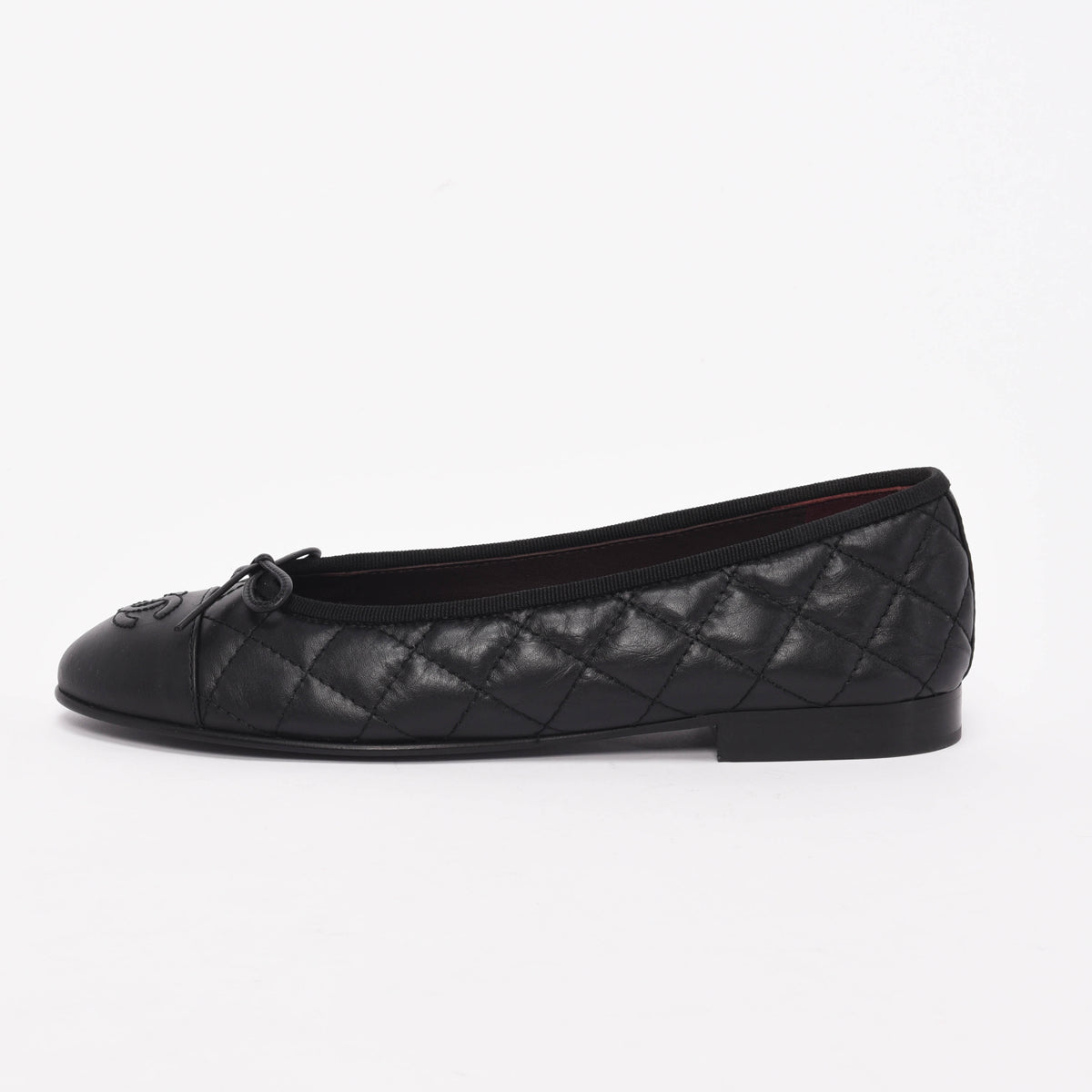 Chanel Black Aged Calfskin CC Ballet Flats 36.5