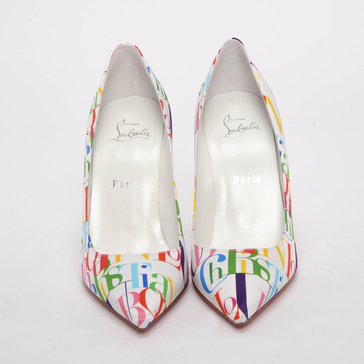 Christian Louboutin White Satin ABC Loubi Kate Pumps 37