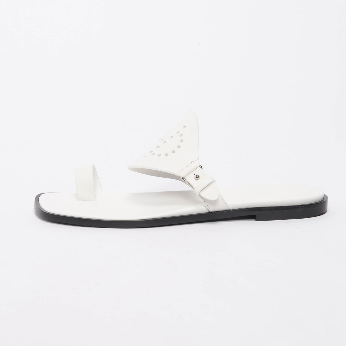 Hermes White Calfskin Hera Sandals 41