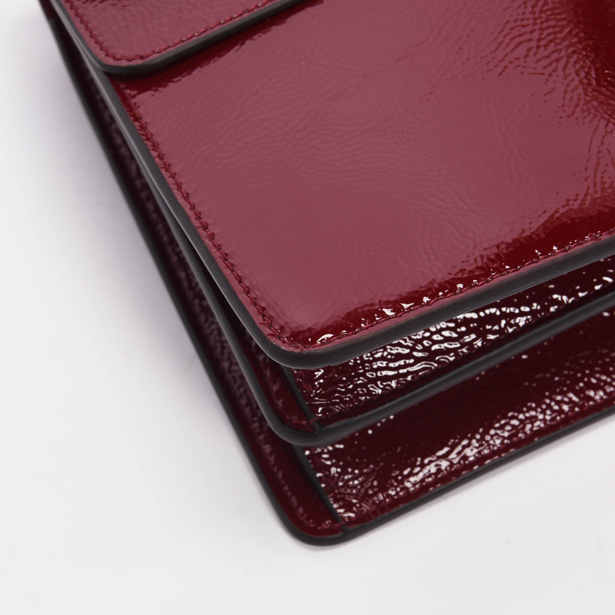 Gucci Rosso Ancora Crinkled Patent Small Dionysus Bag